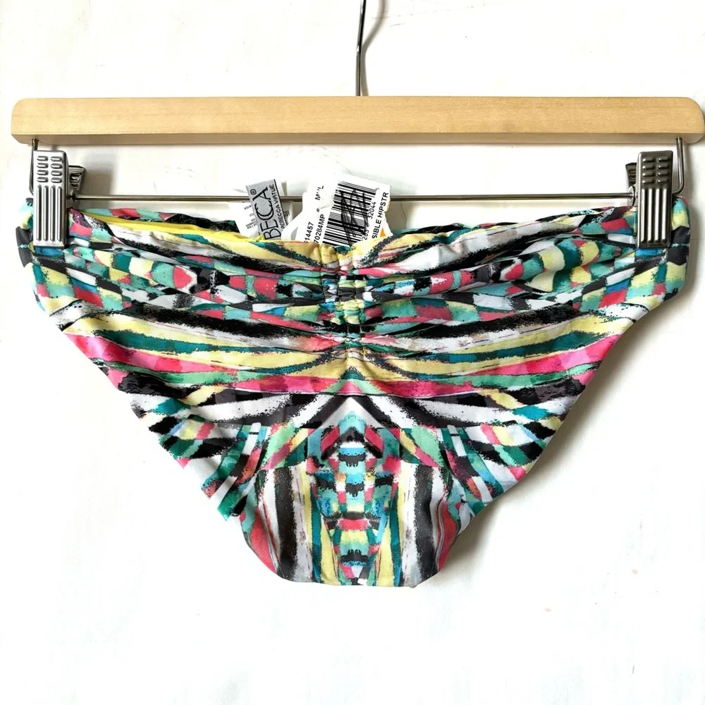 BECCA By Rebecca Virtue Paisley 2 Piece Bikini Top Bottom Set Yellow Size Small